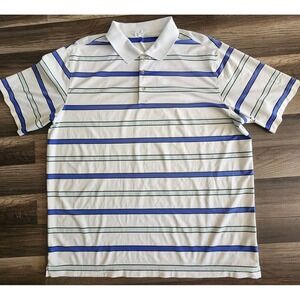 NIKE GOLF POLO MENS 2XL XXL TOUR PERFORMANCE STRIPED BLUE WHITE DRI FIT COMFORT